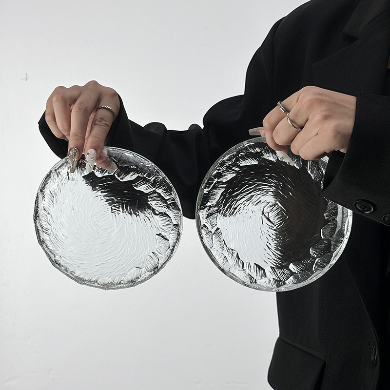 网红ins风透明不规则冰川玻璃水果碟家用高颜值餐具甜品点心盘子