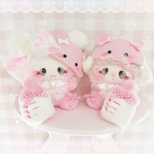 日本本土代购手作老师 pream毛绒玩偶粉兔子熊公仔洛丽塔抱偶玩具