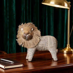 知南艺术民族风狮子雕刻艺术摆件客厅电视柜民宿小众高级感装饰品