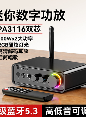 家用迷你200W功放机TPA3116x2发烧级双声道数字功率放大器蓝牙5.3