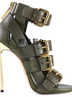 女鞋2020新款高跟时尚凉鞋拼色10厘米跟金色米灰色水台小众设计感