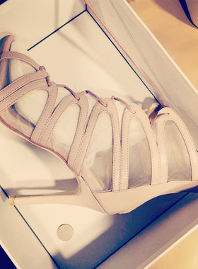 silla rulers 女鞋 凉鞋 鱼嘴 蕾丝 超高跟 裸粉  黑色  凉靴