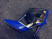 rulers 黑色 女鞋 尖头 silla 蓝色 凉鞋 10厘米超高跟 拼色真皮