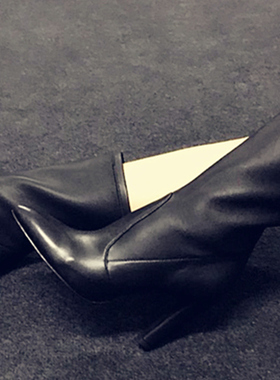 silla rulers 女鞋 靴子 超高跟 尖头 羊皮 中筒靴 真皮