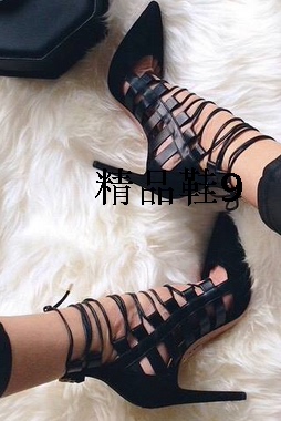 silla rulers 女鞋 凉鞋 超高跟 尖头 细跟 走秀鞋 舞台鞋  黑色