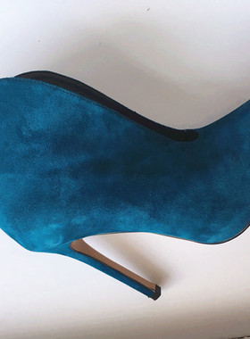 silla rulers 女鞋 尖头超高跟 简约 10厘米 孔雀蓝 羊绒 百搭