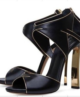 silla rulers 女鞋凉鞋 黑色/金色 白色/金色  鱼嘴鞋 超高跟