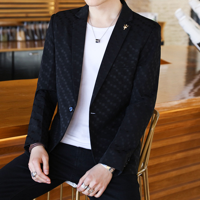 西装男韩版潮流休闲小西服外套2026春秋新款帅气修身提花单0121r,男装,商务正装西服,淘宝优惠券,粉丝福利购,淘宝优惠卷