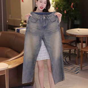 INTI秋冬美式复古高端原创做旧男士牛仔裤宽松直筒大裤脚阔腿裤潮