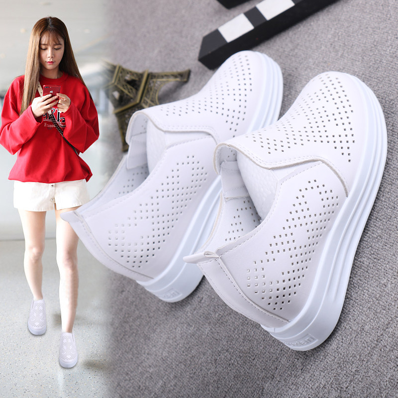 summer ventilation White shoes 2019 Spring Versatile The thickness of the bottom The increase in Lazy man A pedal Casual shoesin the Women's Shoes, Low shoes  category - from Buy2taobao.com to provide professional Taobao agent buy service