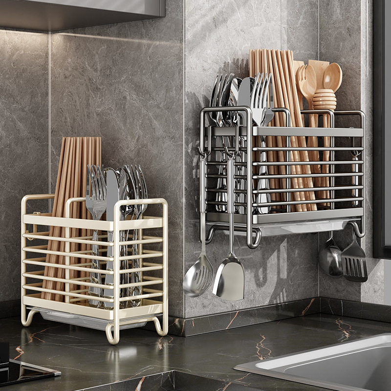 筷子收纳盒厨房置物架免安装一体壁挂式家用筷筒筷笼餐具勺沥水架,餐饮具,餐具笼/架,淘宝优惠券,粉丝福利购,淘宝优惠卷