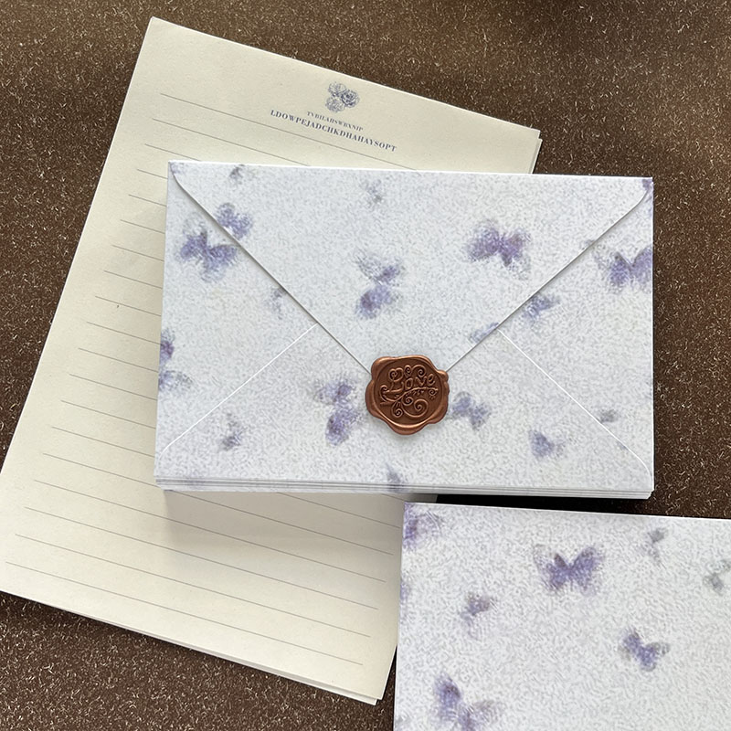 紫蝴蝶信封信纸火漆套装