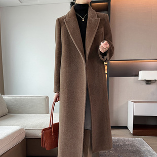 骆马绒大衣女2025冬阿尔巴卡中长款 纯色显贵羊驼毛呢外套高级感