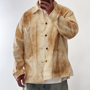 敬畏ANCELLM平替 日潮中古Vintage喷染做旧宽廓四袋工装外套重磅