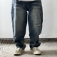 24SS日潮复古 ART赤耳DENIM重磅破烂做旧补丁低档宽廓直筒牛仔裤