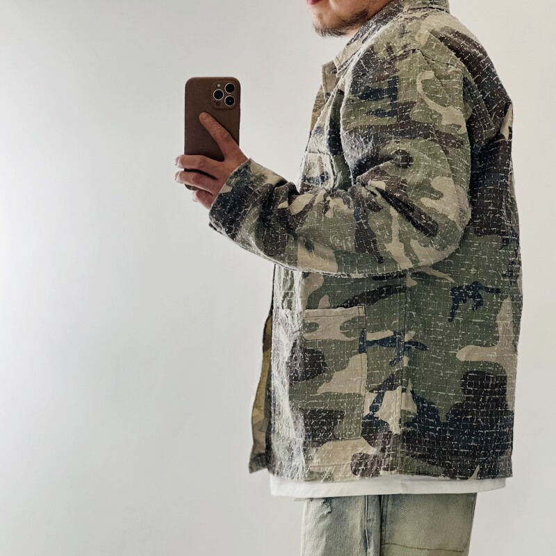中古水洗迷彩多袋工装外套
