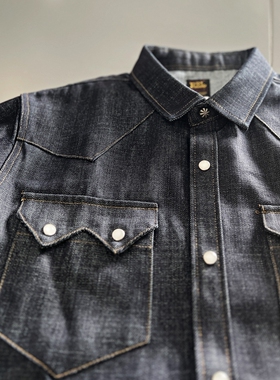 追逐灵魂Vintage复古DOUBLE系列美式合身原浆DENIM牛仔衬衫12.5盎