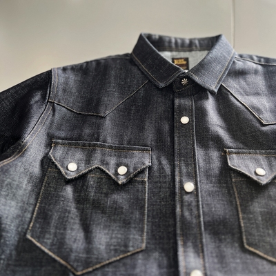 追逐灵魂Vintage复古DOUBLE系列美式合身原浆DENIM牛仔衬衫12.5盎