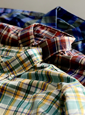 极简 日系廓形宽版多巴胺格子衬衫oversize Dopamine Plaid shirt