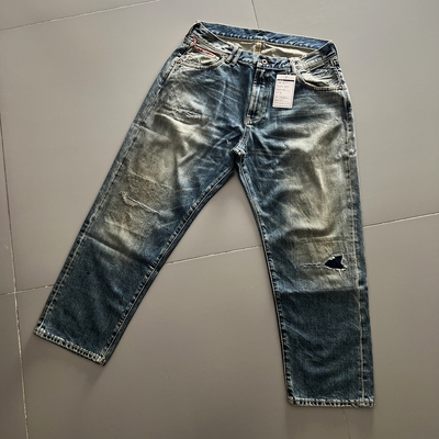 BEN'S乙已制破坏ANACHRONORM T5P Vintage做旧补丁水洗宽松牛仔裤