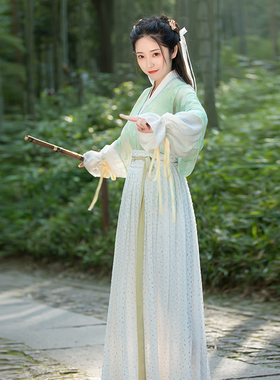 弄玉 清水溪汉初 改良汉服春秋季日常女装对交穿对襟一片式百迭裙