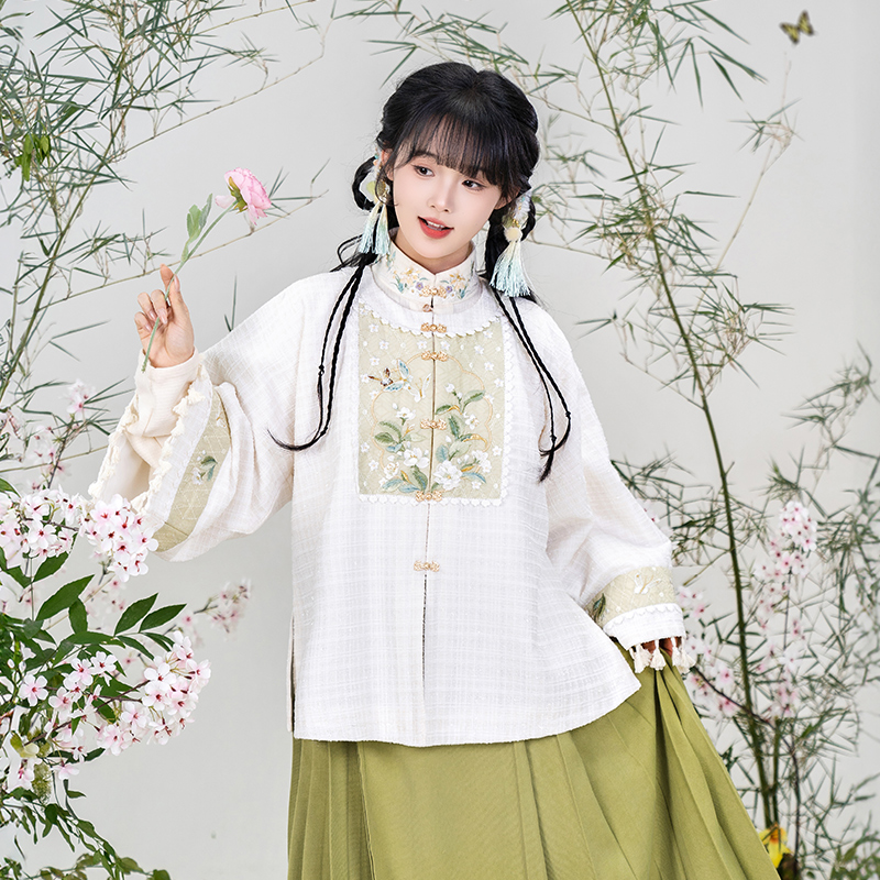 花间拂雪 清水溪汉初汉服女明制圆领松紧改良马面裙日常通勤春款