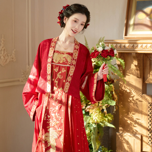 凤栖梧桐 清水溪汉初2025新款原创汉服国风新中式重工婚服连衣裙