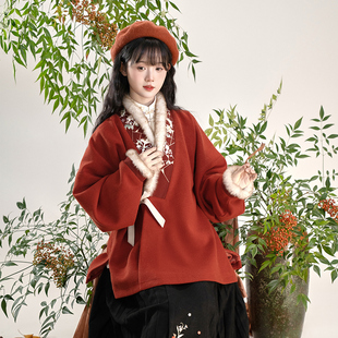 冬日负暄 清水溪汉初改良汉服元素女春秋明制交领对交穿日常通勤