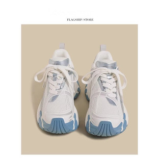 炸街翘头百搭网面透气超火休闲运动鞋 新款 潮 女春季 复古百搭老爹鞋