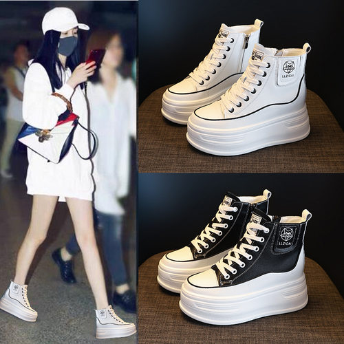 真皮松糕鞋女厚底马丁靴2026新款