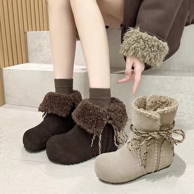 6cm内增高真皮雪地靴女2025冬季