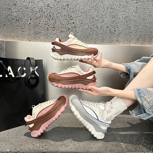 2026春夏新款户外徒步鞋防滑登山鞋跑步运动鞋厚底休闲鞋女