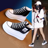 爆款 厚底高帮小白鞋 女2024新款 真皮百搭休闲小个子内增高春秋短靴