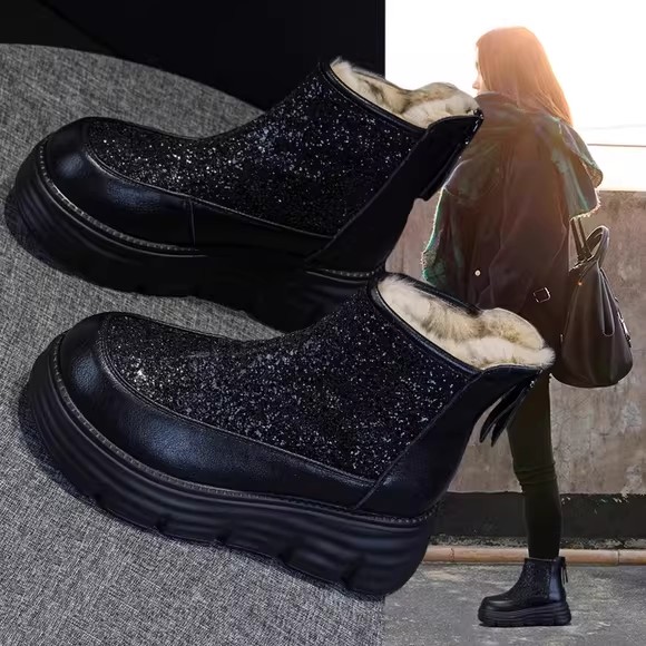 真皮内增高雪地靴女款冬季新款