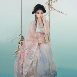 琉璃仙|唐大袖诃子裙改良吊带重工刺绣闪光新款夏季国风汉服仙气