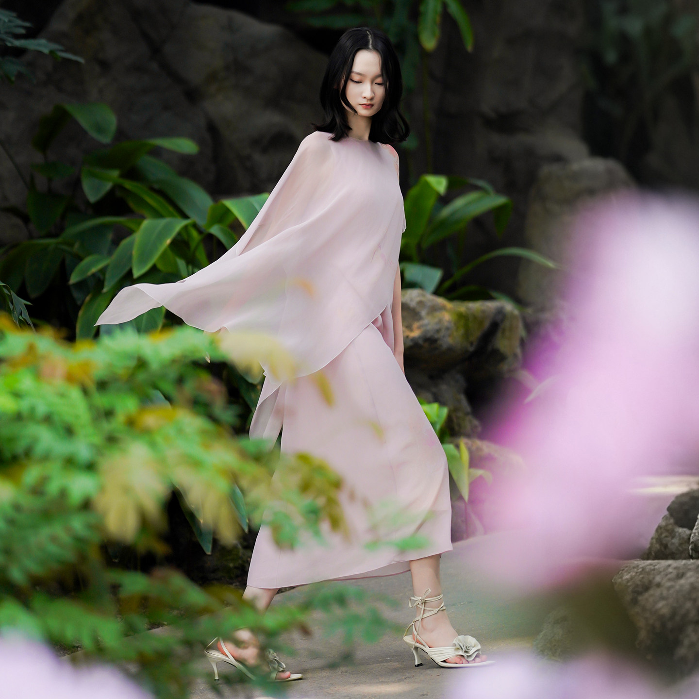 README优雅旗袍桑蚕丝印花