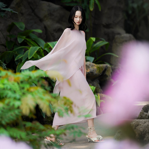 README优雅旗袍桑蚕丝印花