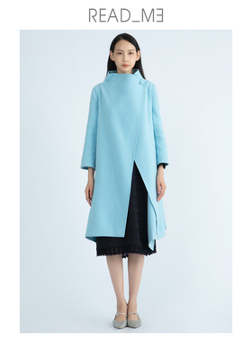 readme读我简约时尚连立领廓形双面呢大衣女T80935388
