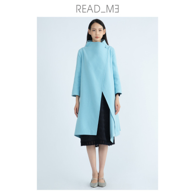 简约连立领廓形双面呢大衣