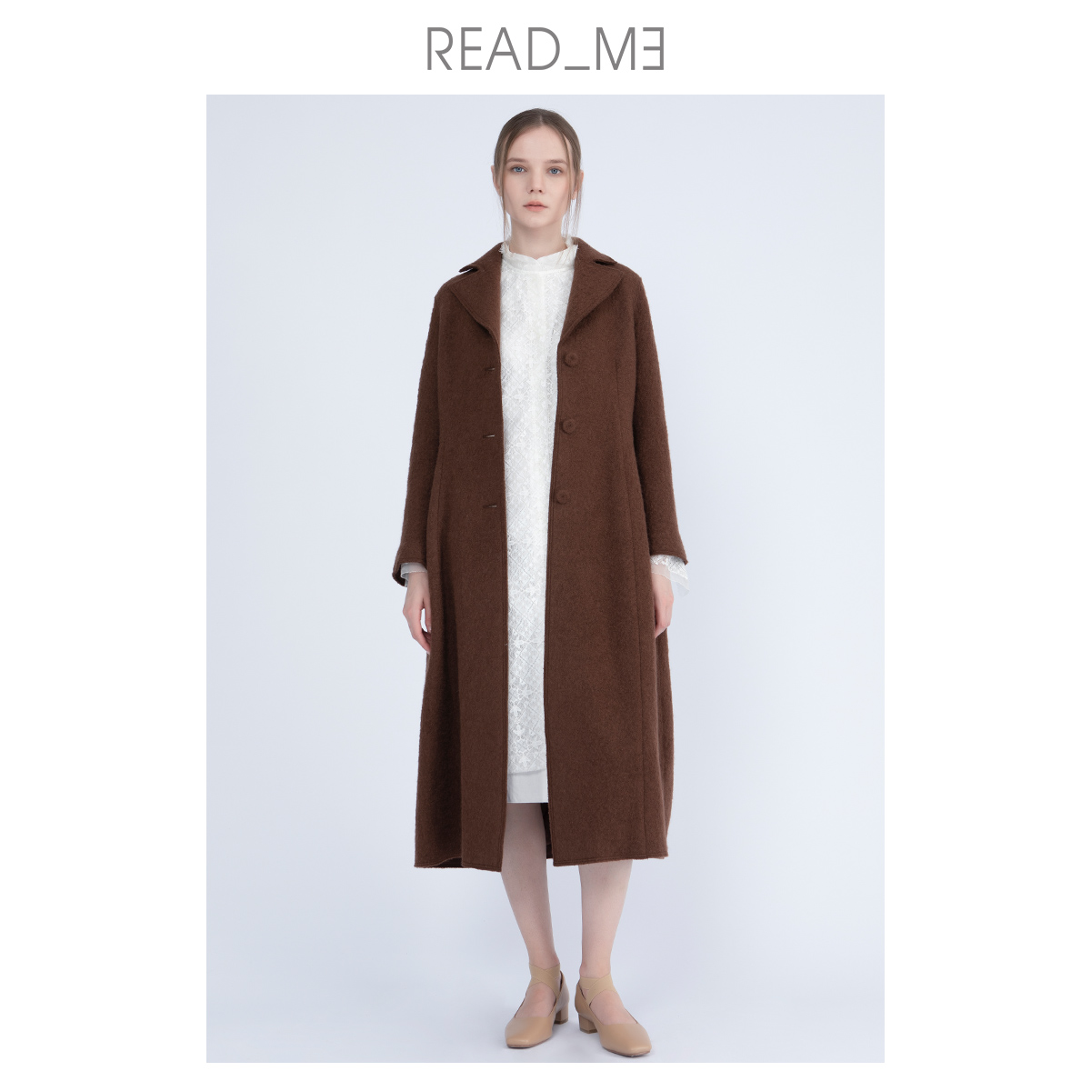 readme绵羊毛单排扣大衣
