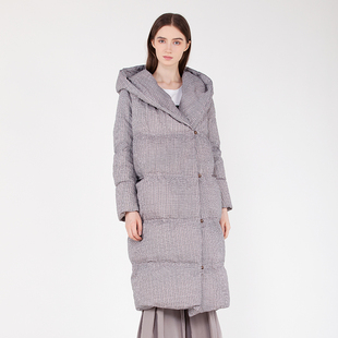 加厚保暖千鸟格茧型羽绒服B31416509 修身 readme读我2023新款 冬季