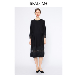 连衣裙readme冬女拼接羊毛绣花