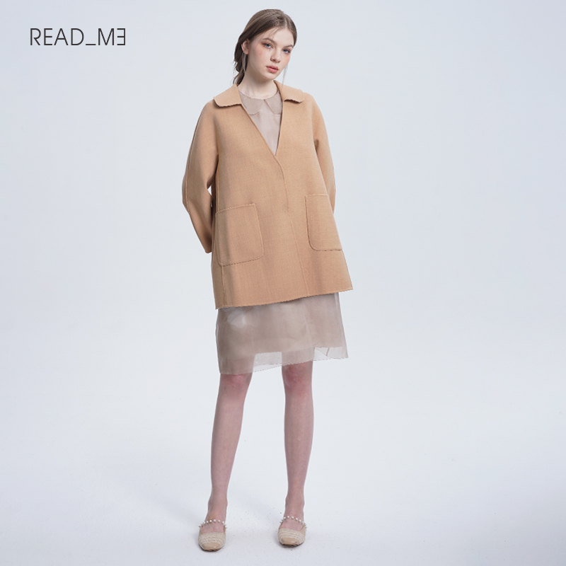 readme小翻领短款羊毛外套