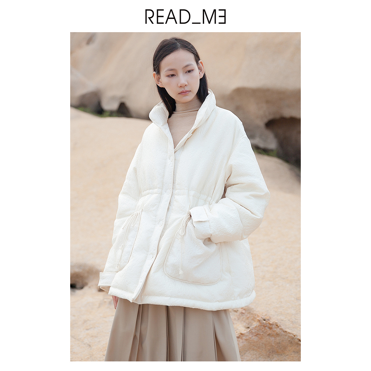 女士文艺立领短款羽绒服21年新品