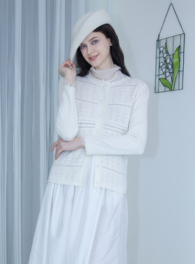 READ_ME读我双层镂空文艺包容白色开衫B90233246