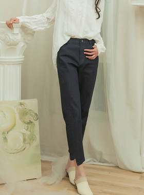 readme读我女士宽松休闲棉黑修身牛仔裤子50706126