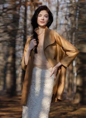 READ_ME读我翻领无扣桂圆黄短风衣B20501120