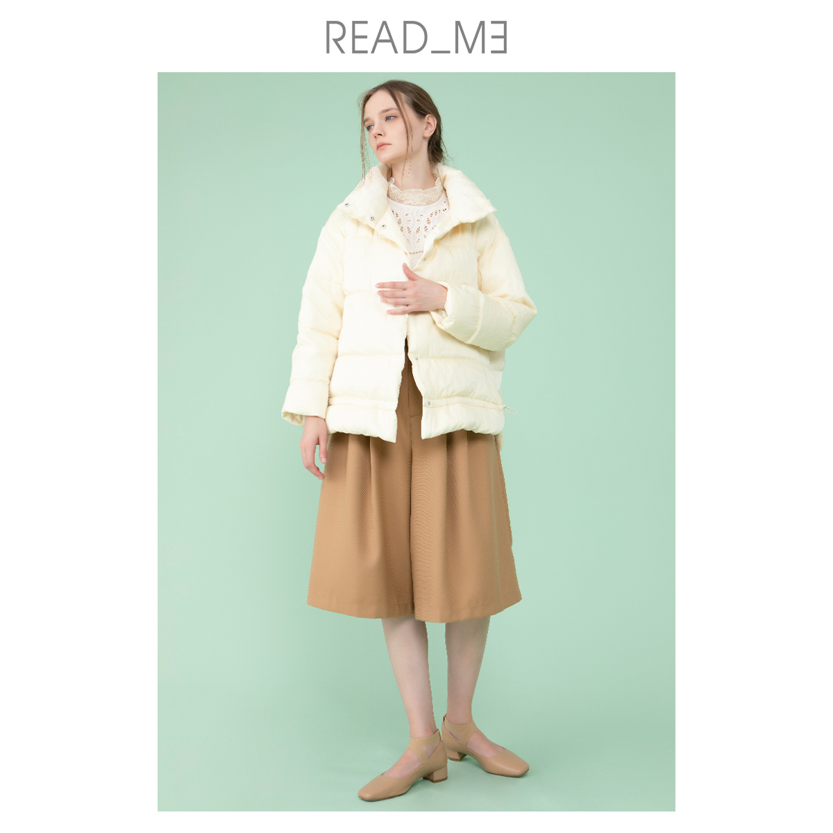 简约高级感缎面短羽绒面包服
