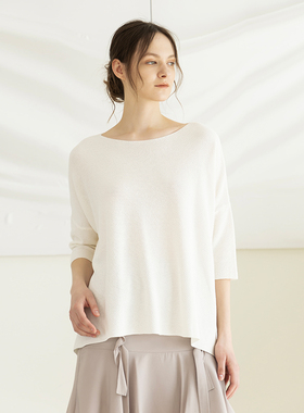 Readme读我女士白色桂花针垂肩套衫B90217245