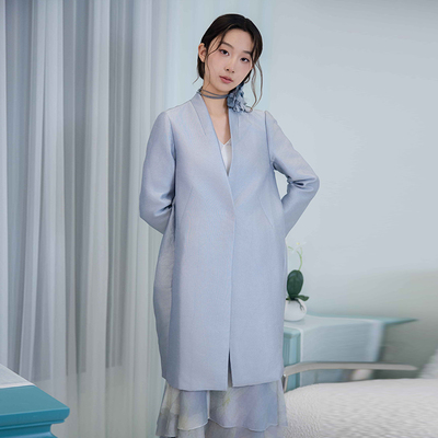 README和式中长水洗风衣外套